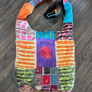 Hippie Chic/Bohemian Fabric Patchwork Batik Hobo Bag NWOT